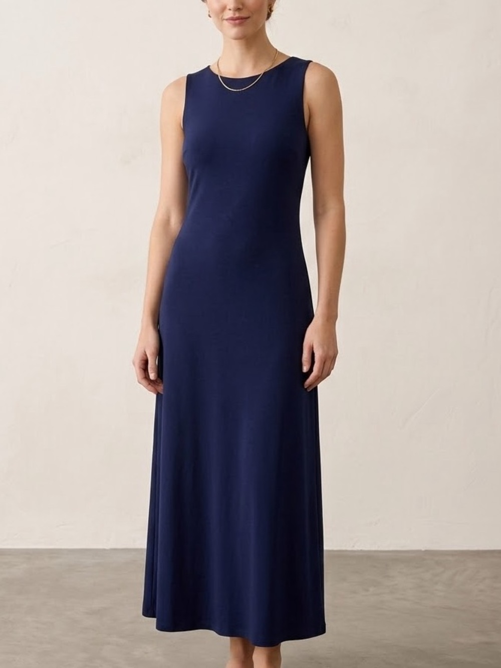 Lauren Ralph Lauren Vintage 90s Navy Blue Maxi Dress M Minimalist Classiccore
